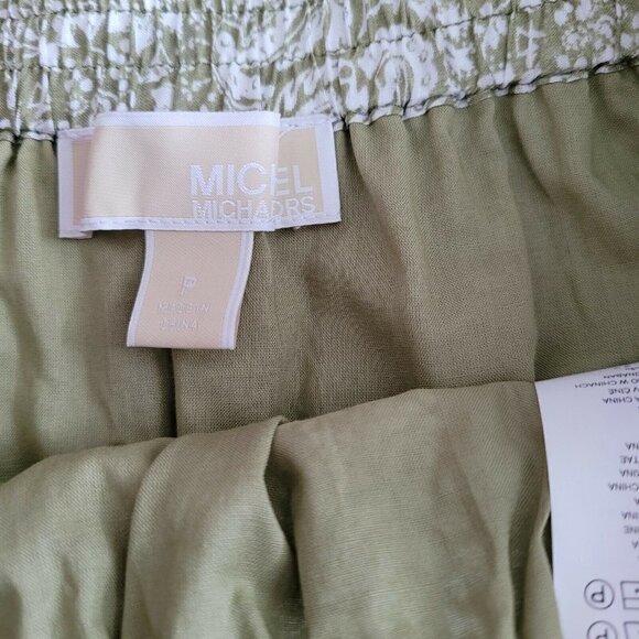 MICHAEL Michael Kors Petite Mini Skirt Paisley Tiered Ruffled Army Green XS (2) - Picture 5 of 7